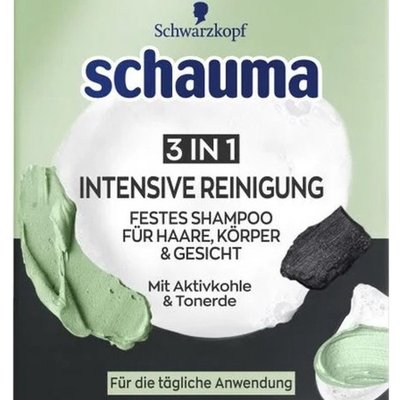 Твердый шампунь для волос тела и лица Schauma 3 in 1 Intensive Reinigung 60 г 9828935 фото